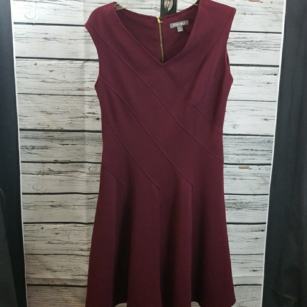 Roz & Ali plum sleeveless vneck stretchy dress 10